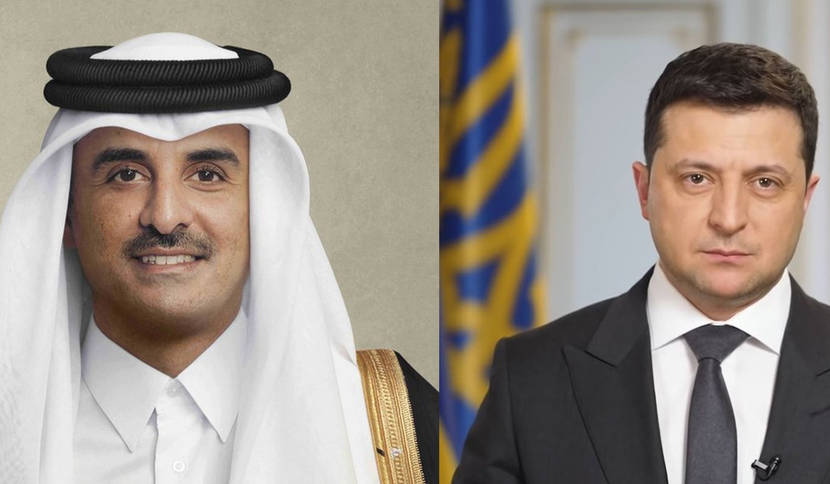 HH the Amir Receives Phone Call from Ukrainian President